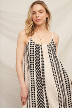 Embroidered Striped Cami Maxi Dress with Lurex