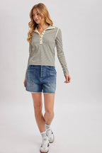 Ribbed Button Henley