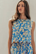 Floral Print Scallop Edge Sleeveless Top