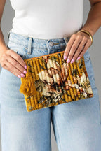 Mustard & Multicolored Floral Pouch