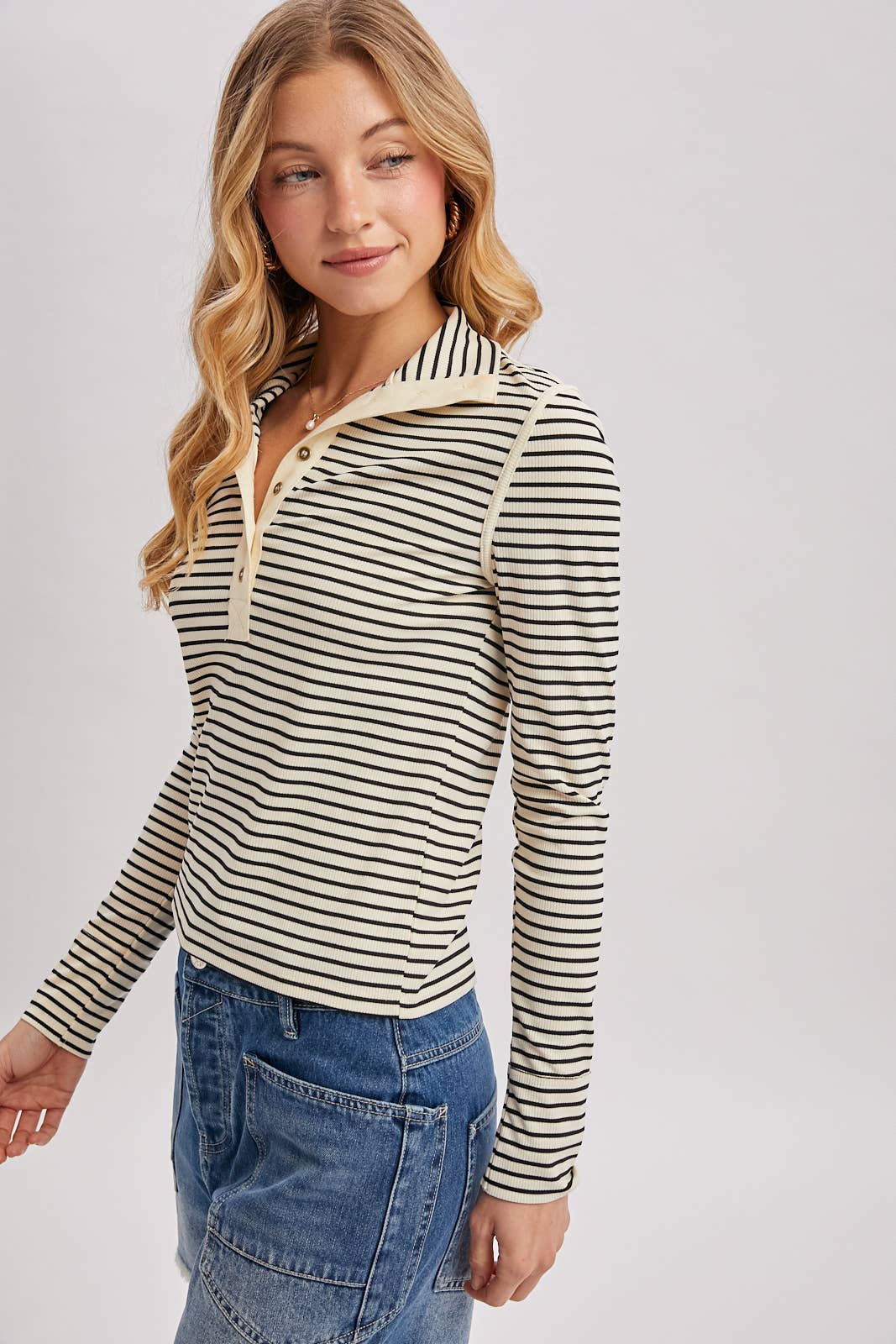 Ribbed Button Henley