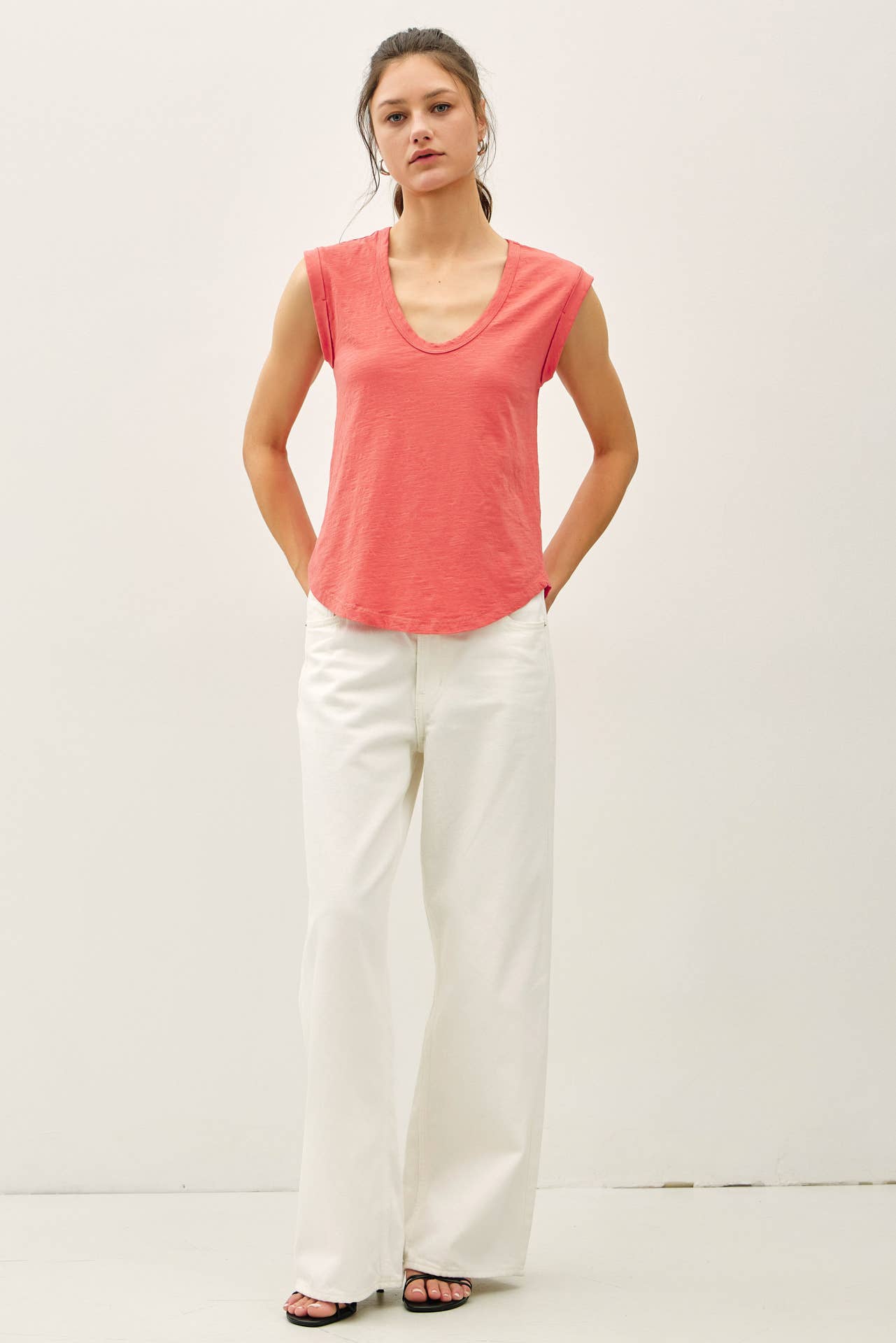 Cap Sleeve Garment Dyed Top