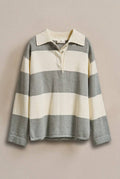 Striped Knit Rugby Polo Sweater