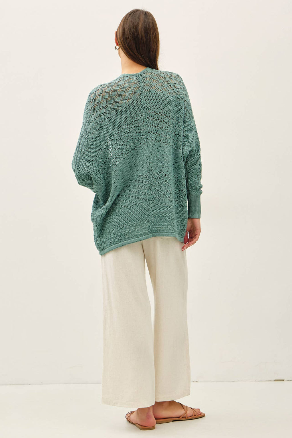 Lightweight Crochet Knit Open Cardigan