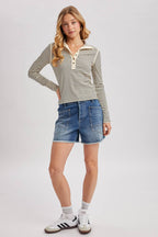 Ribbed Button Henley