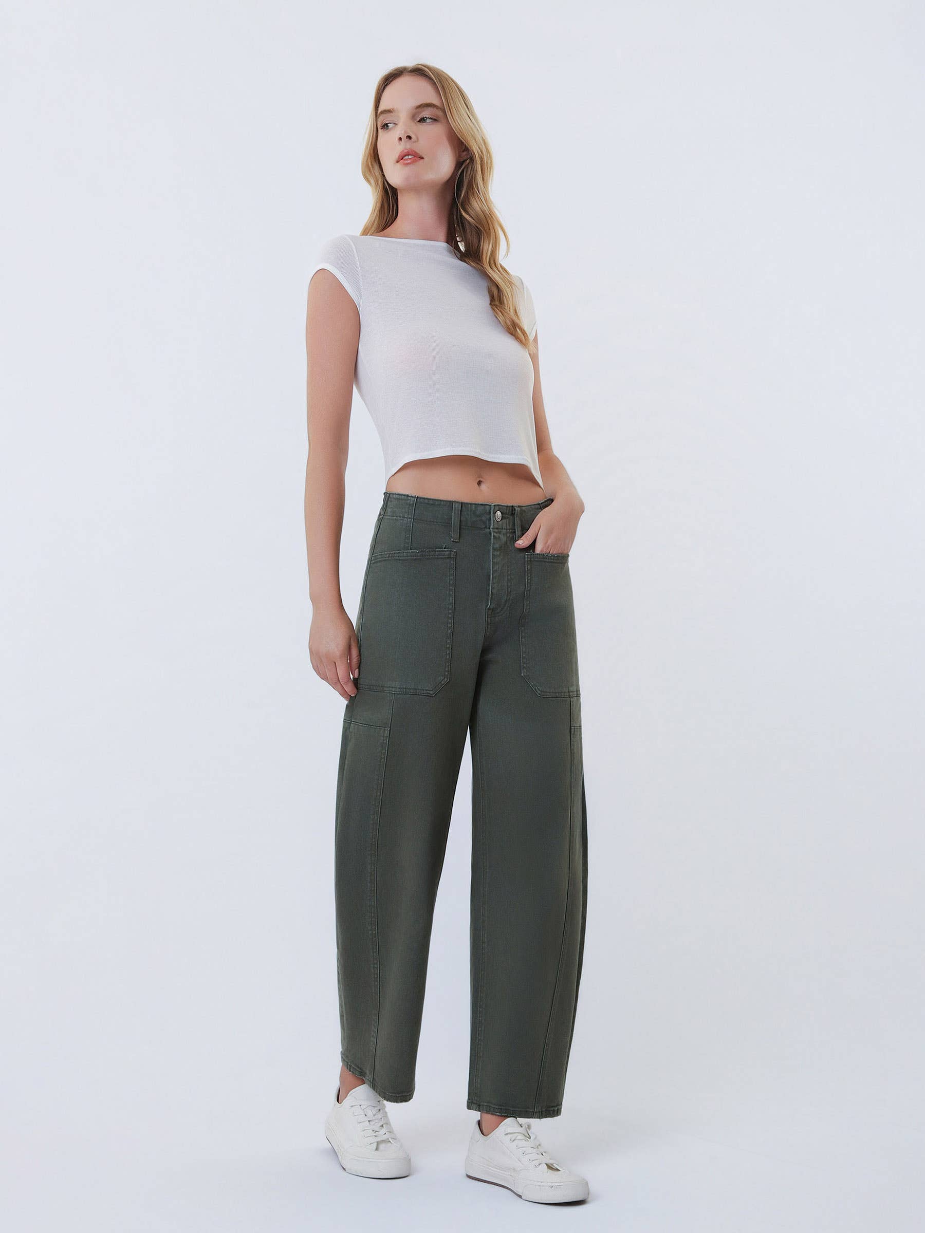 High rise Elastic Waist Barrel