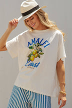 Amalfi Coast Lemon Graphic Oversized Cotton Tee