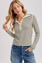 Ribbed Button Henley
