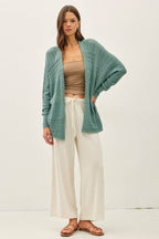 Lightweight Crochet Knit Open Cardigan