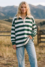 Oversized Striped Rugby Polo Top