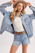 DENIM BUTTON DOWN OVERSIZED JACKET