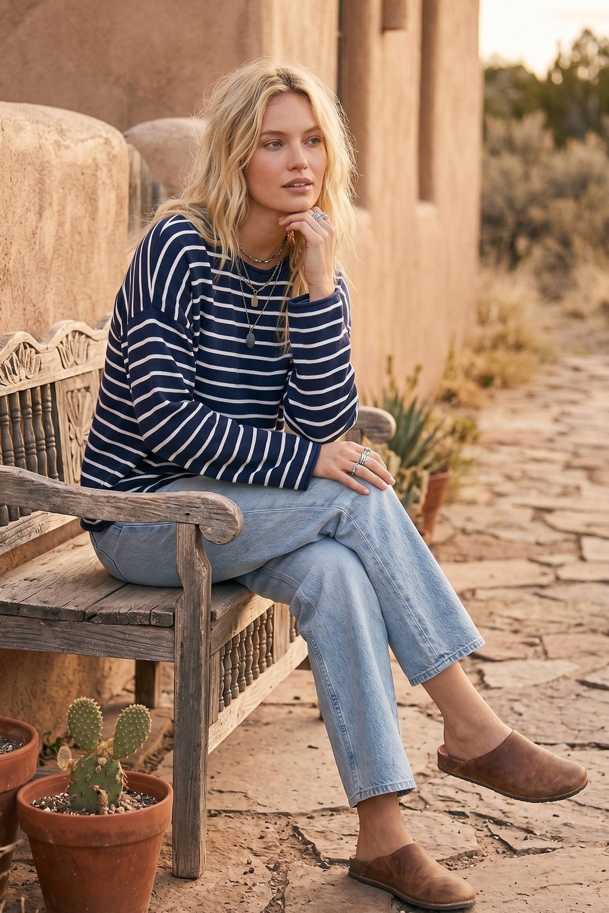 Oversized Lightweight Striped Sweater
