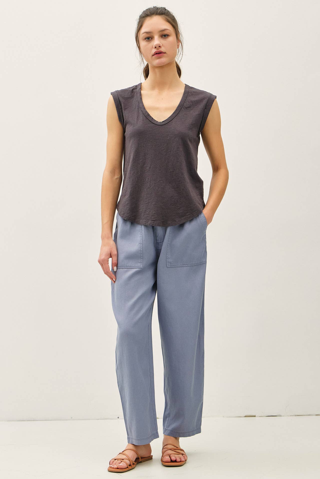 Cap Sleeve Garment Dyed Top