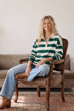 Oversized Striped Rugby Polo Top
