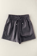 Linen Blend Elastic Waist Drawstring Shorts