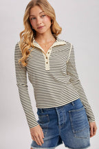 Ribbed Button Henley