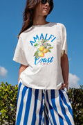Amalfi Coast Lemon Graphic Oversized Cotton Tee