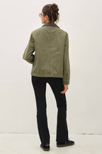 Barn Jacket with Faux Leather Collar
