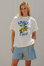 Amalfi Coast Lemon Graphic Oversized Cotton Tee