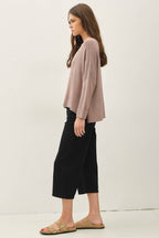 Breezy Boatneck Boxy Cropped Sweater Top