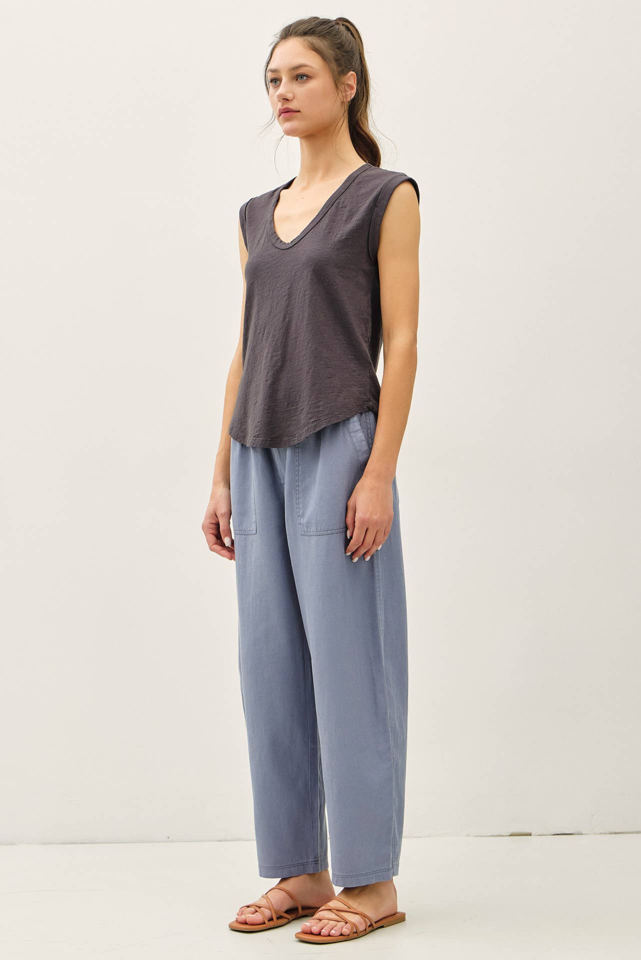 Cap Sleeve Garment Dyed Top