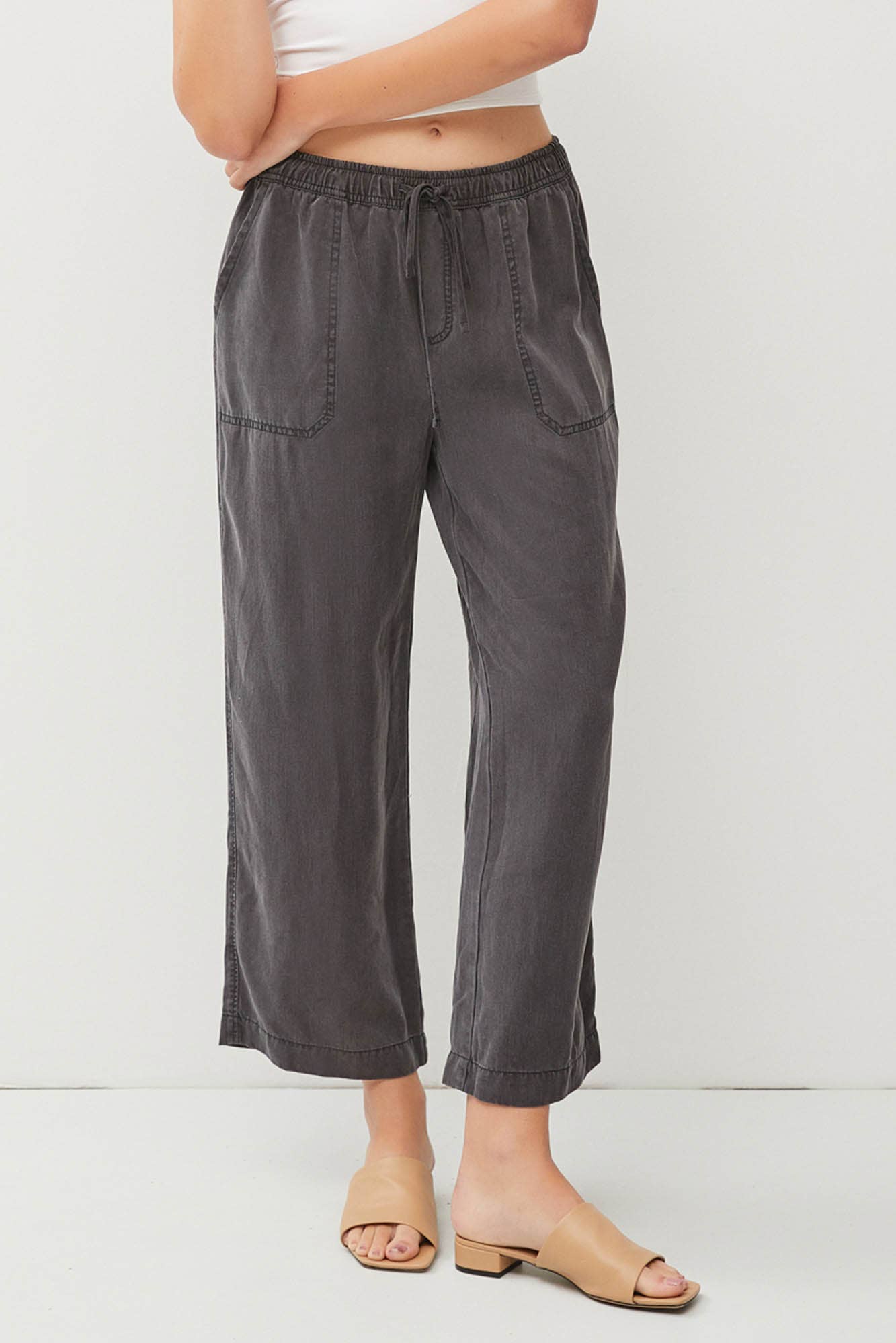 Tencel Drawstring Wide Leg Pants