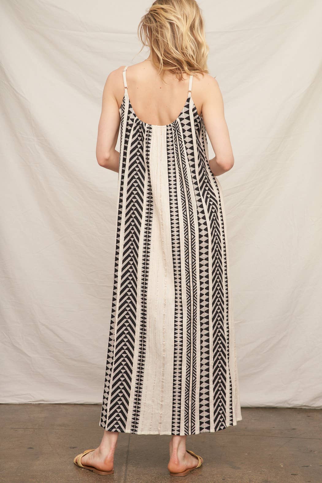 Embroidered Striped Cami Maxi Dress with Lurex
