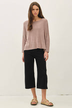Breezy Boatneck Boxy Cropped Sweater Top
