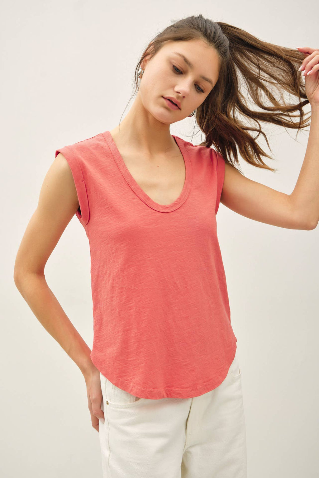 Cap Sleeve Garment Dyed Top