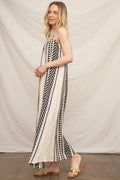 Embroidered Striped Cami Maxi Dress with Lurex