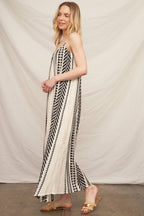 Embroidered Striped Cami Maxi Dress with Lurex