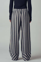Striped Tassel Tie Wide-Leg Pants