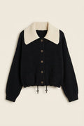 Sweater Knit Jacket with Detachable Collar