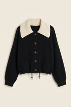 Sweater Knit Jacket with Detachable Collar