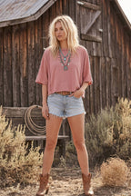 Cotton Slub Raw Edge Oversized Tee