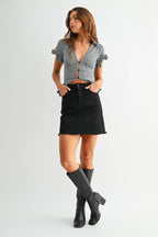 Mini A Line Frayed Skirt