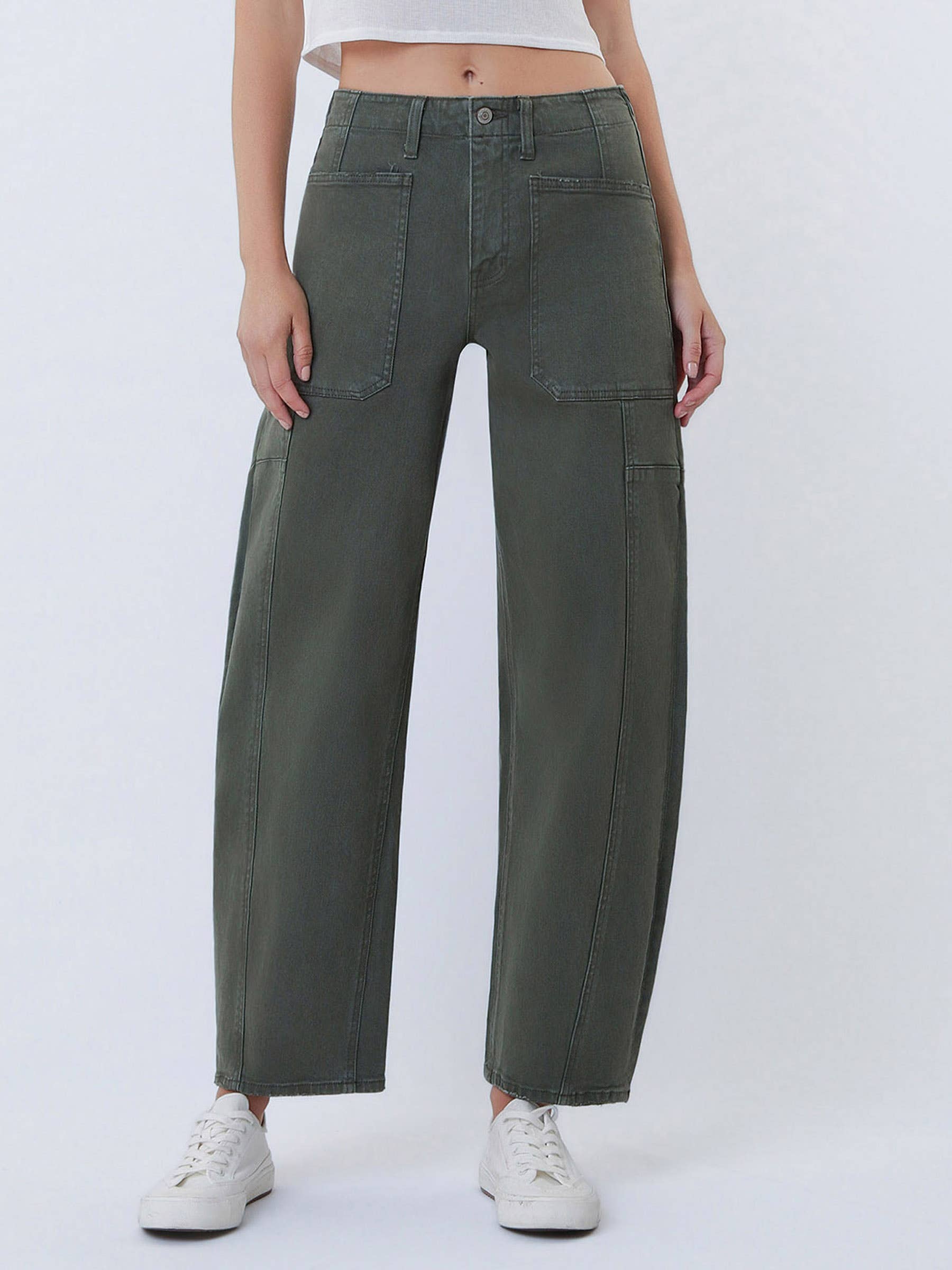 High rise Elastic Waist Barrel