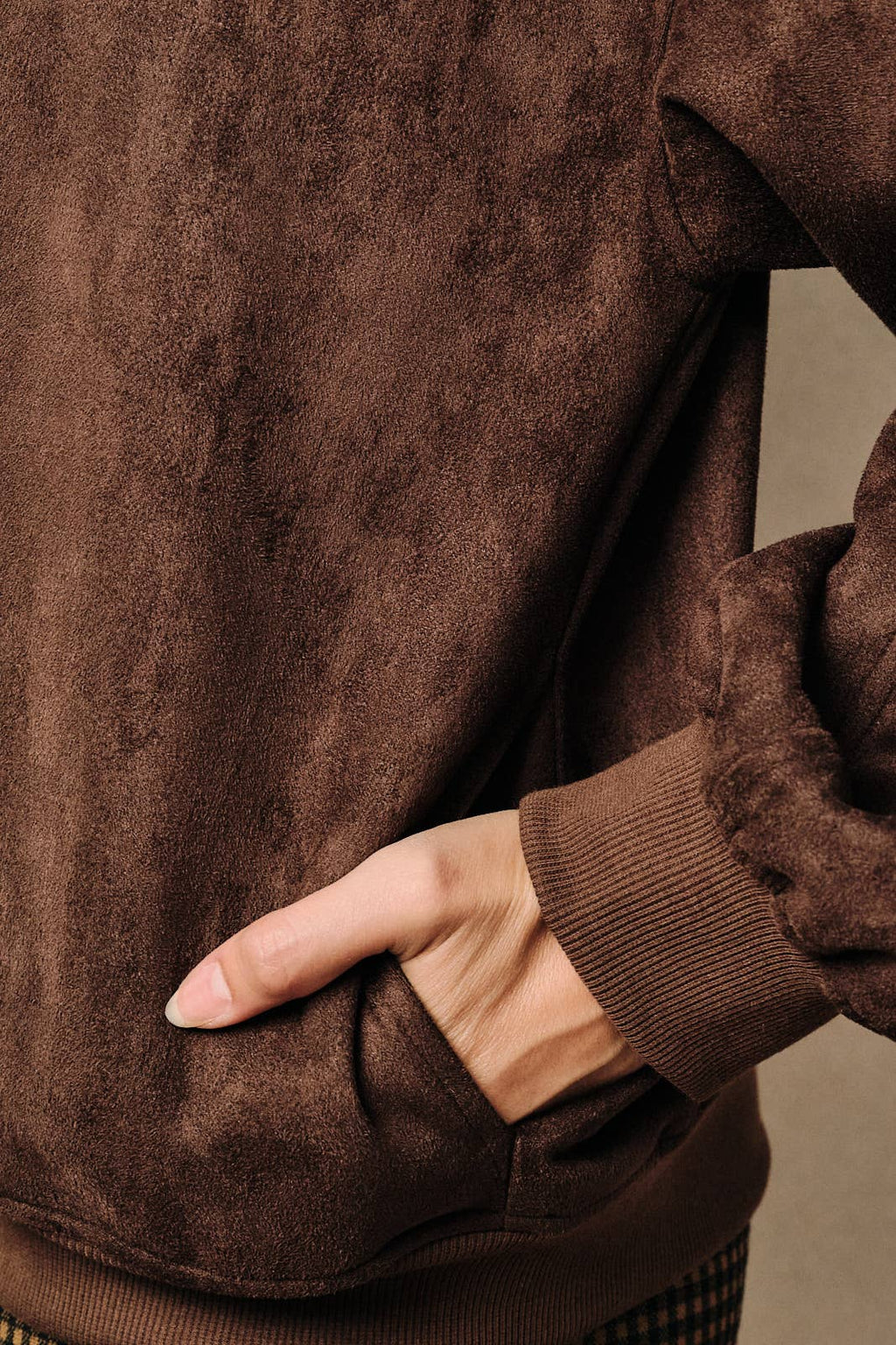 Faux Suede Collared Bomber Jacket