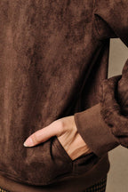 Faux Suede Collared Bomber Jacket