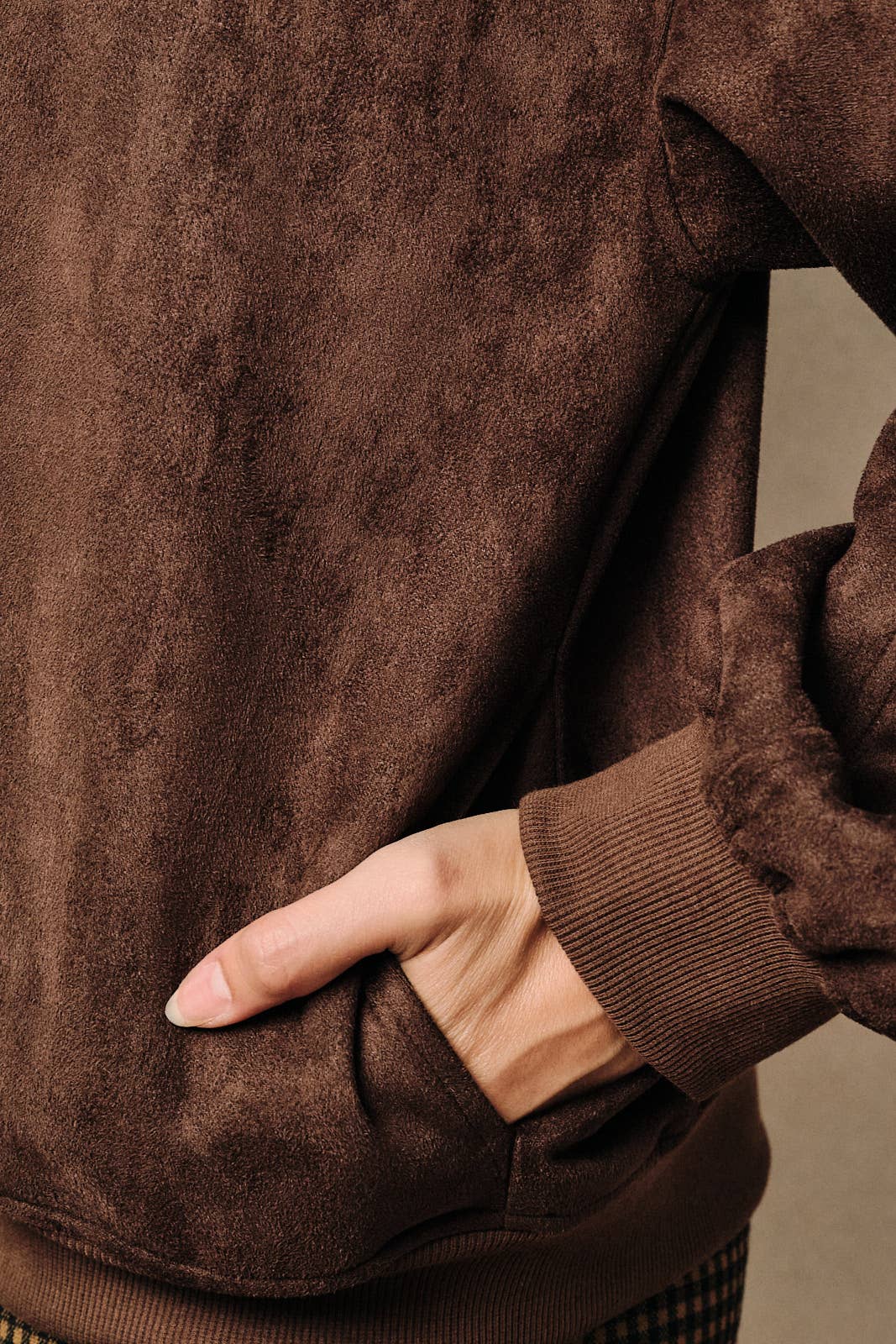 Faux Suede Collared Bomber Jacket