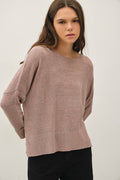 Breezy Boatneck Boxy Cropped Sweater Top