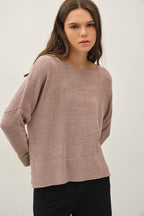 Breezy Boatneck Boxy Cropped Sweater Top
