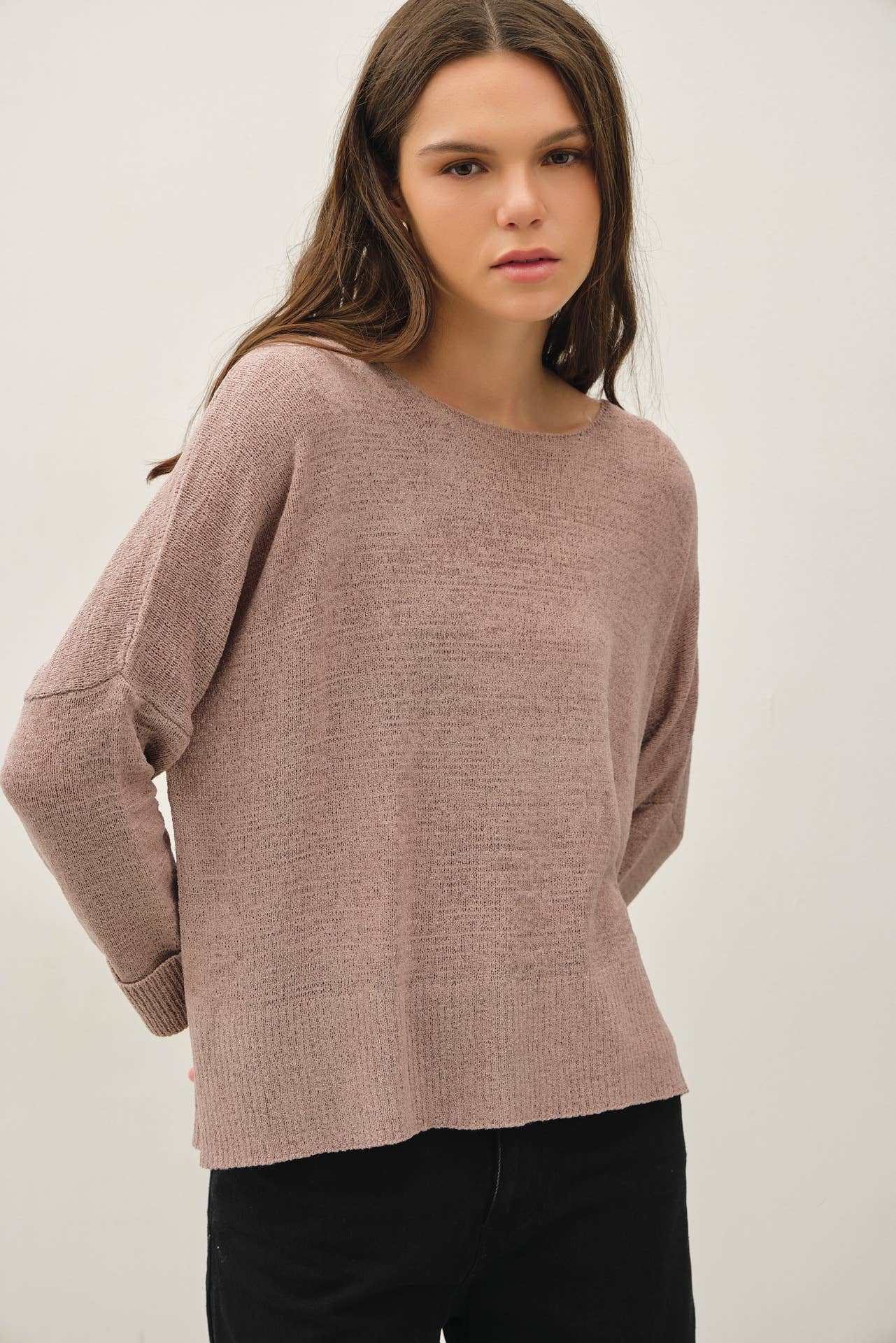 Breezy Boatneck Boxy Cropped Sweater Top