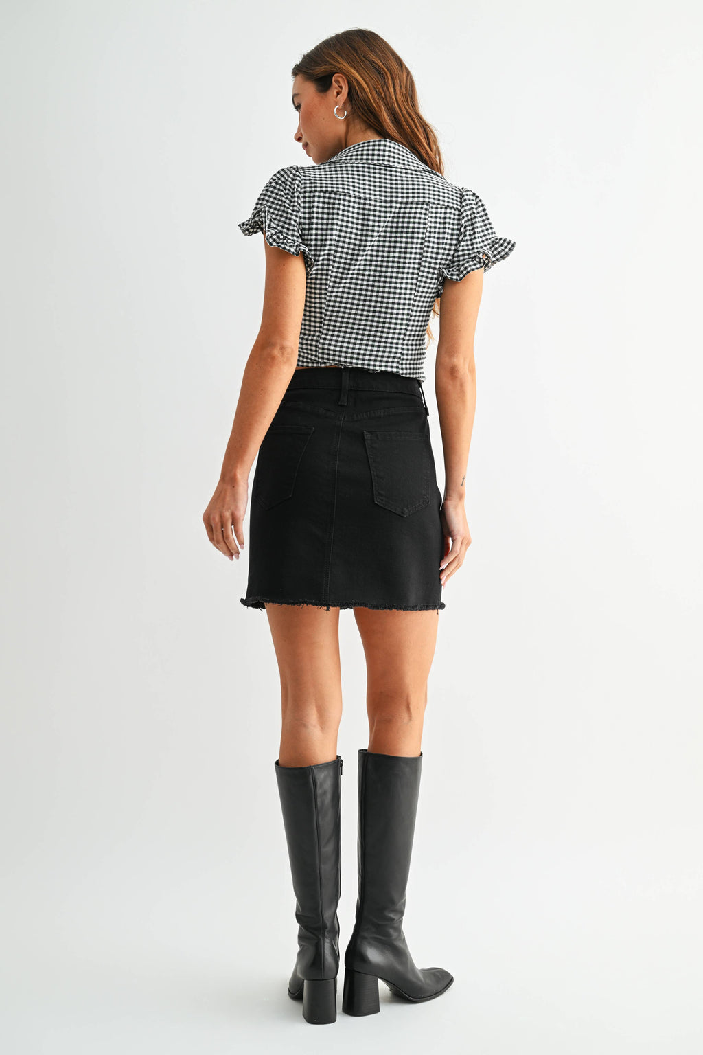 Mini A Line Frayed Skirt