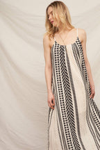 Embroidered Striped Cami Maxi Dress with Lurex