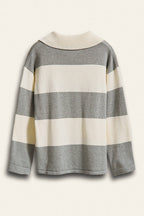 Striped Knit Rugby Polo Sweater