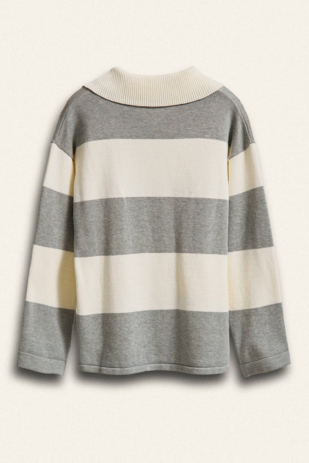 Striped Knit Rugby Polo Sweater