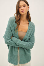 Lightweight Crochet Knit Open Cardigan